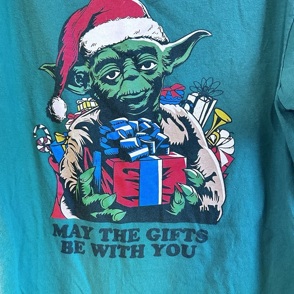 Star Wars Fifth Sun‎ Tee Men Lg Green Yoda Christmas May The Gifts Be With You